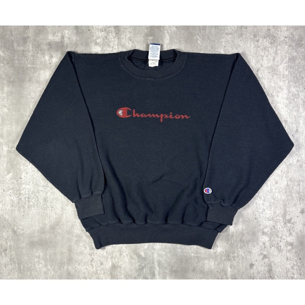 Vintage 90s Champion Black Pullover Fleece Sweatshirt Mens S Heavyweight
